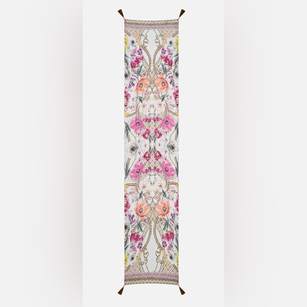CAMILLA “Destiny Calling” floral silk long scarf boho belt headwrap top